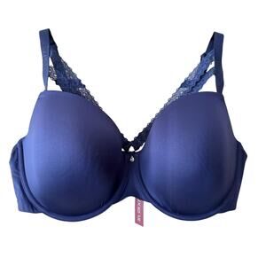 NWT Adore Me Navy Lace Strappy Bra Underwire Regular Padding Lingerie-40DD